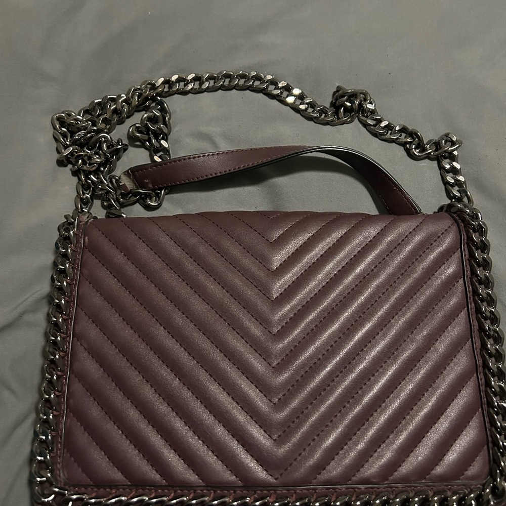 Aldo Quilted Chevron Chain Shoulder Bag - Plum